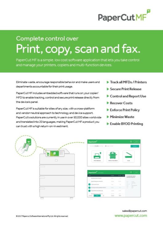 Papercut, Mf, Fact Sheet, Viker Office