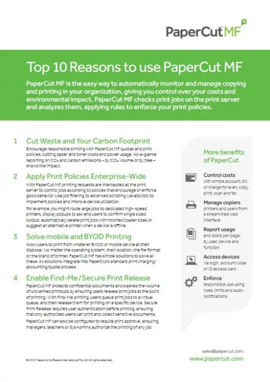 Top 10 Reasons, Papercut Mf, Viker Office