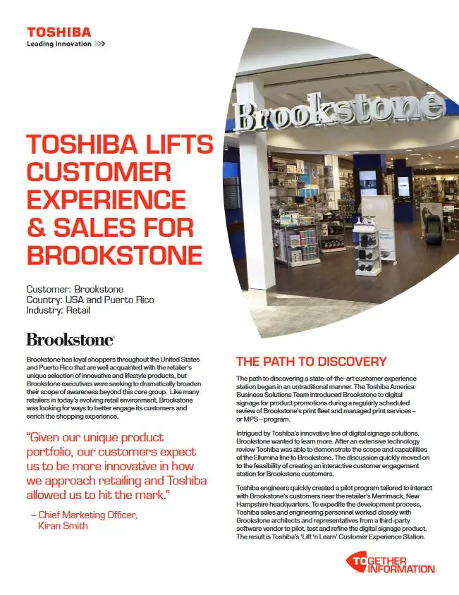 Brookstone, Case Study, Digital Signage, Toshiba, Viker Office