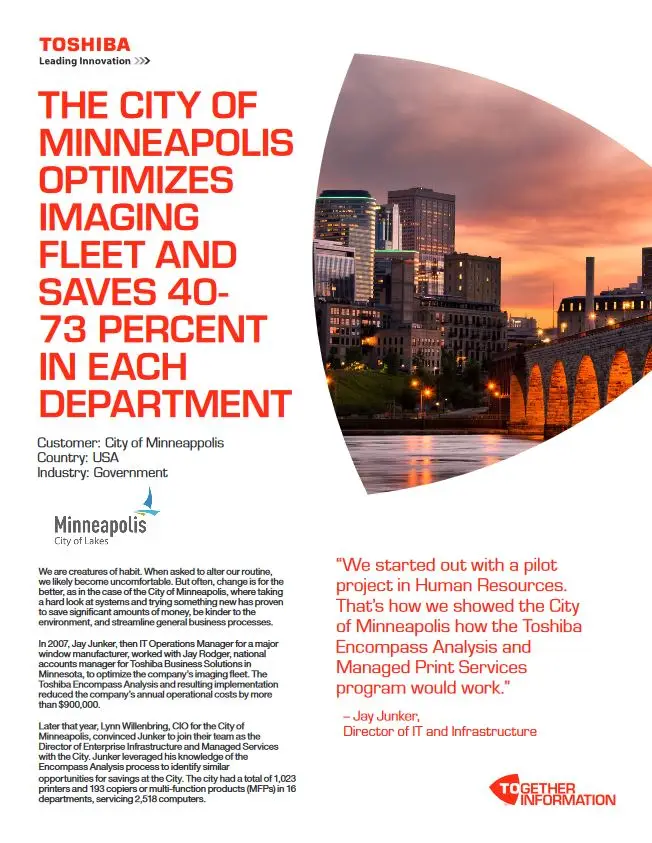 City Of Minneapolis, Case Study, MPS, MDS, Toshiba, Viker Office